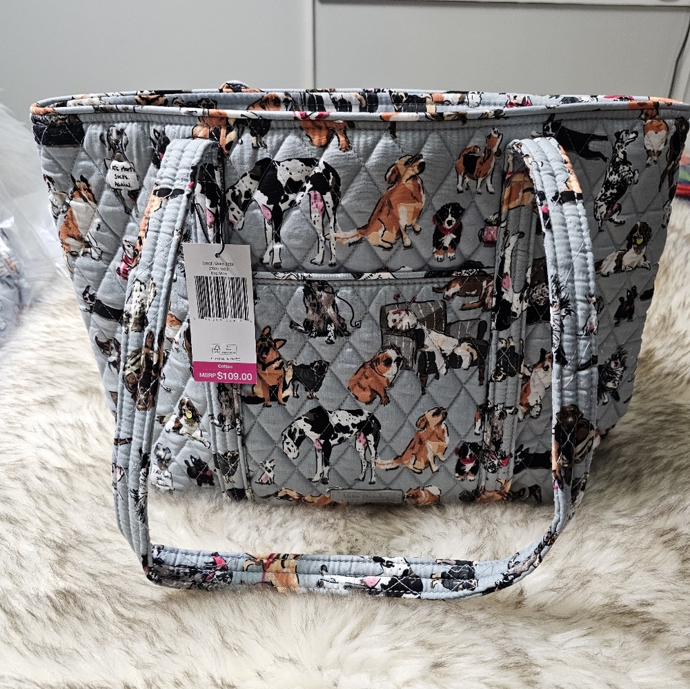 Vera Bradley Small Vera tote  bag New with tags Dog show pattern